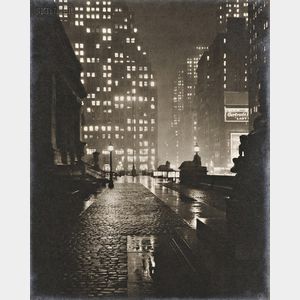 John W. Doscher (American, fl. circa 1940-1955) Evening Mist - 5th Avenue