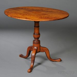 Queen Anne Tiger Maple and Maple Tilt-top Tea Table