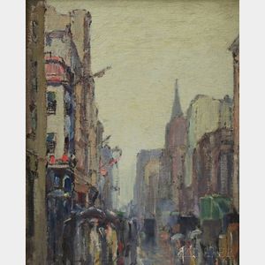 Frederick Usher Devoll (American, 1873-1941) Street Scene in Rain.