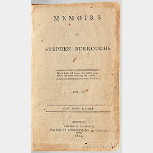 Burroughs, Stephen (1765-1840) Memoirs of Stephen Burroughs.