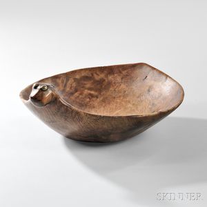 Rare Omaha Carved Wood Effigy Bowl