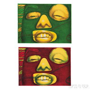 Ed Paschke (American, 1939-2004) Two Works: Fem-rouge