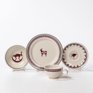 Eight Pieces of Reproduction "Mimbreno" Tableware