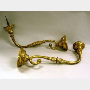 Pair of Brass Pricket Wall Sconces.