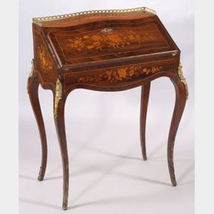 Louis XV/XVI Fruitwood Marquetry Inlaid Rosewood Lady's Desk