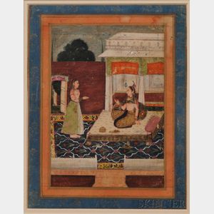Miniature Painting Depicting a Princess and Her Maid