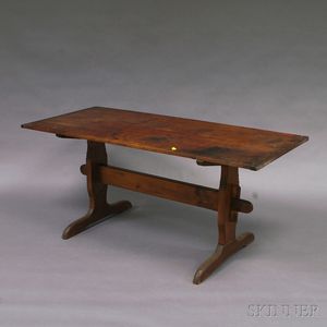 Stained Pine Trestle Table