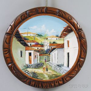 Painted Wooden Plaque with Honduras Landscape View