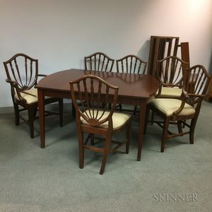 Federal-style Inlaid Mahogany Dining Table and Eight Shield-back Dining Chairs