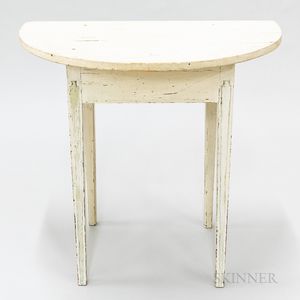 Country White-painted Wood Demilune Console Table