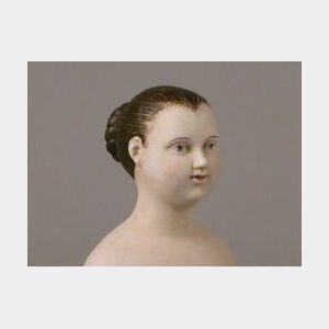 Brown Haired Parian Lady with Widow&#39;s Peak and Bun