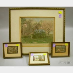 Four Framed Wallace Nutting Hand-colored Landscape Photographic Prints