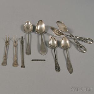 Small Group of Norwegian and Danish Silver Flatware and a Georg Jensen Tie Bar