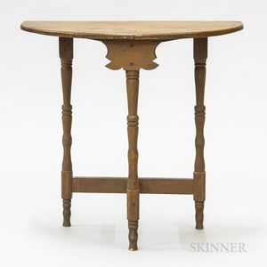 Turned and Painted Wood Demilune Console Table