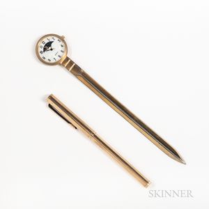 Gold Dunhill Felt Pen and a Watch Letter Opener