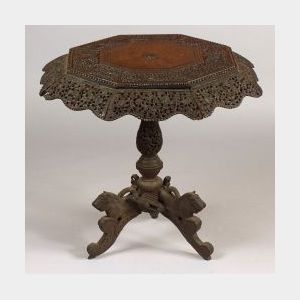 Anglo-Indian Carved Hardwood Tea Table