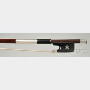 French Silver Mounted Violoncello Bow, Auguste Husson