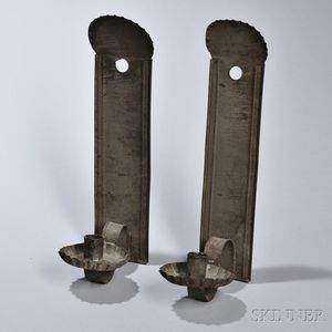 Pair of Tinned Sheet Iron Wall Sconces