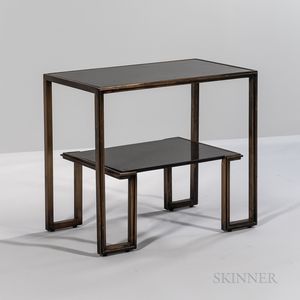 Bronze and Stone Two-tier Side Table