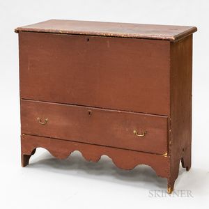 Red-painted Pine One-drawer Blanket Chest