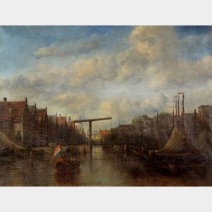 Antonie Waldorp (Dutch, 1803-1866) Street View Near Amsterdam