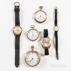 Three Wristwatches and Three Pocket Watches