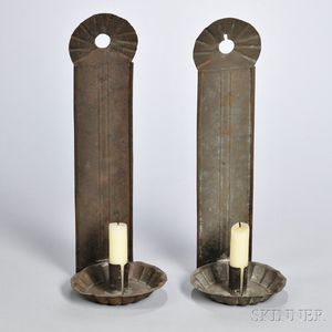Pair of Tinned Sheet Iron Wall Sconces