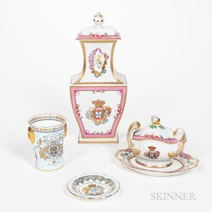 Five Pieces of Armorial-style Porcelain