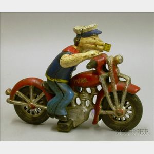 Reproduction Cast-Iron "Popeye Motorcycle Patrol"