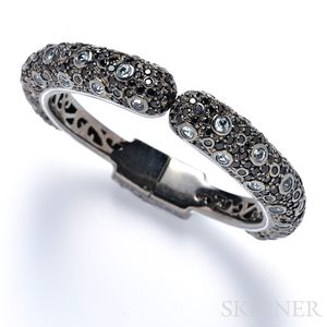 Sterling Silver, Blue Topaz, and Black Sapphire Bracelet, Matthew Campbell Laurenza
