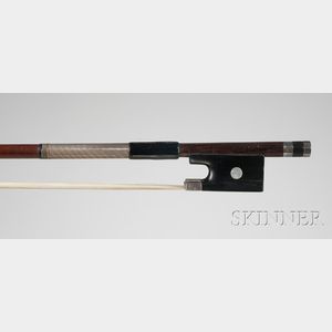 French Silver Mounted Violin Bow, Attributed to Dominique Peccatte