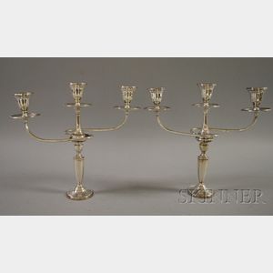 Pair of Weighted Sterling Silver Three-Light Candelabra