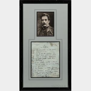 Puccini, Giacomo (1858-1924) Autograph Letter Signed, 1 February 1924.