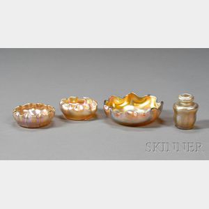 Four Pieces of Tiffany Favrile Glass