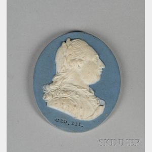 Wedgwood and Bentley Solid Blue Jasper Portrait Medallion of George III