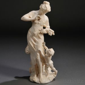 Continental School, Late 19th/Early 20th Century Alabaster Figure of a Maiden with a Wheat Sheaf