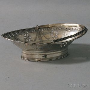 Small Pierced English Silver Oval Basket