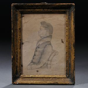 Attributed to J.M. Crowley (American, 19th Century) Profile Portrait of a Young Man Seated in a Chair.