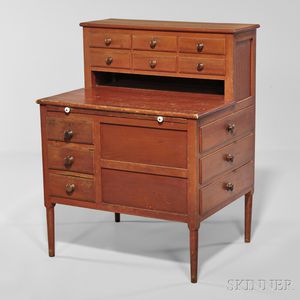 Shaker Red-stained Sewing Desk