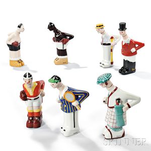 Seven Sportsmen Ceramic Decanters