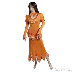 Jessi Colter Orange Crocheted Tunic and Skirt
