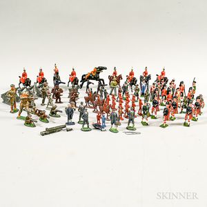 Group of Metal Toy Soldiers and Die-cast Vehicles