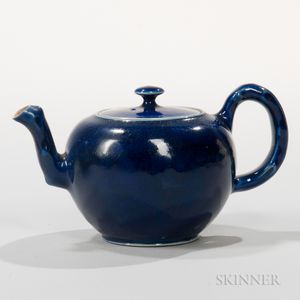 Staffordshire Littler's Blue Decorated Salt-glazed Stoneware Teapot and Cover