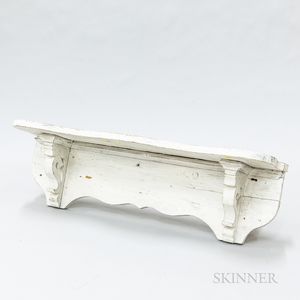 Carved and White-painted Pine Wall Shelf