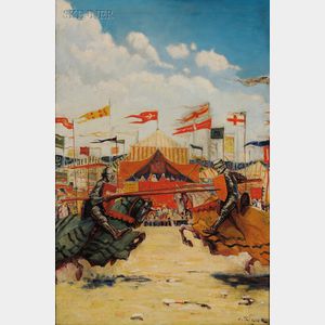 Anthony Thieme (American, 1888-1954) Illustration of Carnival Jousting