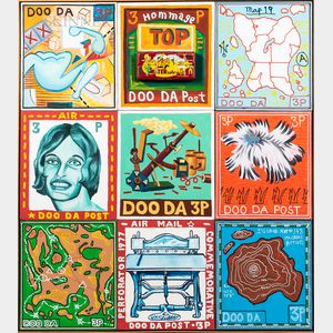Edward F. Higgins (American, b. 1949) Doo Da Post, Nine Stamps.