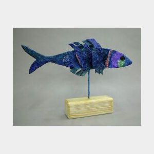 Contemporary Metal Fish Sculpture