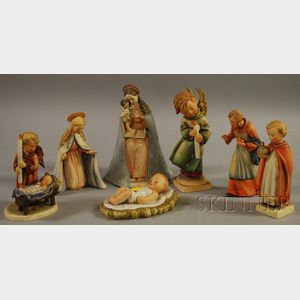 Seven Hummel and Goebel Nativity and Religious Ceramic Figures and Figural Groups