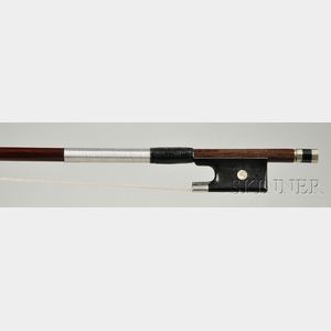 French Nickel Mounted Violin Bow, Jerome Thibouville-Lamy, c. 1915