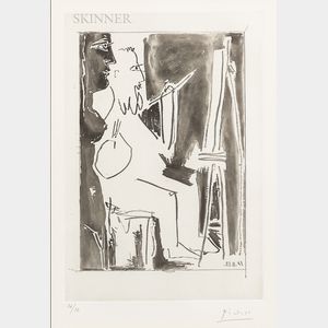 Pablo Picasso (Spanish, 1881-1973) Peintre à son chevalet et femme nue debout